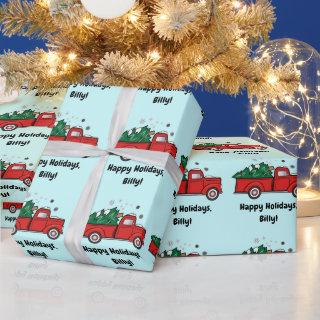 Pickup Truck with Christmas Tree Name Customize