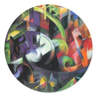 Picture with Cattle by Franz Marc, Vintage Art Classic Round Sticker