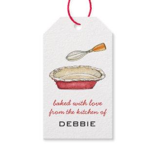 Pie dish and wisk illustration baking gift tags