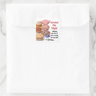 Pie Sharing Night Party  Square Sticker