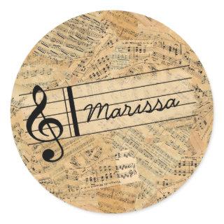 Pieces of Vintage Music ID389 Classic Round Sticker