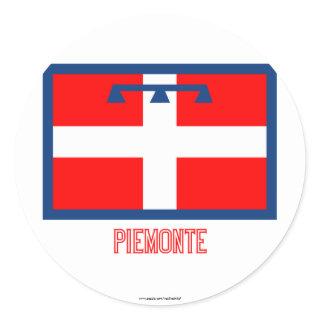 Piemonte flag with name classic round sticker