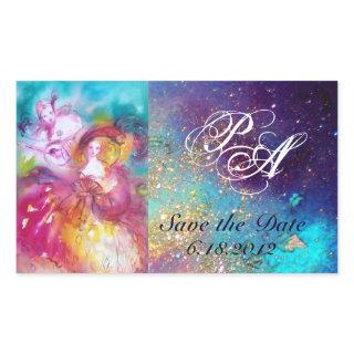 PIERROT AND ARLECCHINA Venetian Carnival,Monogram Rectangular Sticker