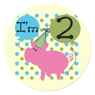 Pig 2nd Birthday T shirts and Gifts Classic Round Sticker