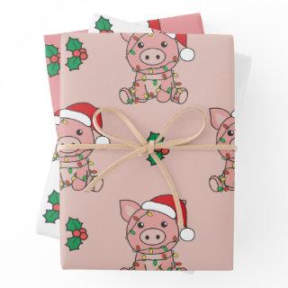Pig Christmas Winter Animals Holiday Pigs  Sheets