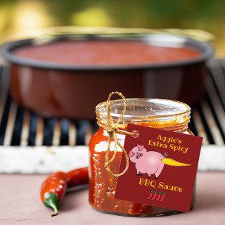Pig Farting Fire Spicy BBQ Sauce Favor Tags