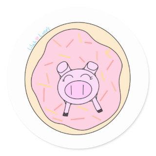 Pig in a Donut Sticker! Classic Round Sticker