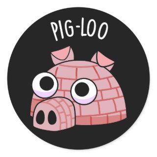 Pig-loo Funny Igloo Pun Dark BG Classic Round Sticker