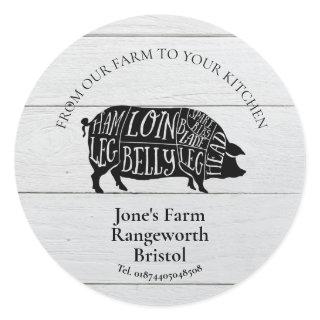 pig  meat farmer marketing produce butcher farmer classic round sticker