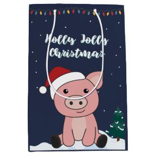 Pig Merry Christmas Animals Pigs Medium Gift Bag