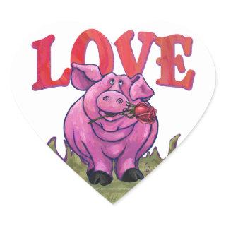Pig Valentine's Day Heart Sticker