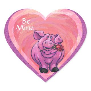 Pig Valentine's Day Heart Sticker
