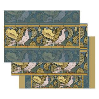 Pigeon Blue Yellow Fish Art Nouveau  Sheets