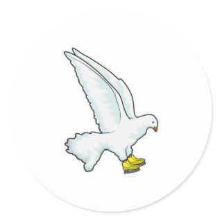 Pigeon Ice skating Ice skates Classic Round Sticker