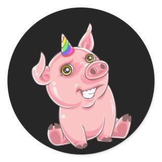 Piggycorn Rainbow Funny Pig Unicorn Classic Round Sticker