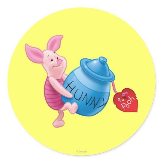 Piglet and Hunny Pot Classic Round Sticker