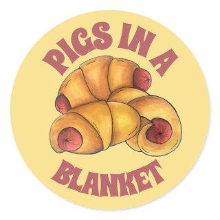 Pigs in a Blanket Crescent Roll Hot Dog Junk Food Classic Round Sticker