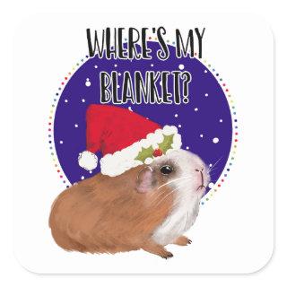 pigs in blankets guinea pig funny joke christmas square sticker