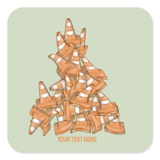 Pile of orange road cones square sticker