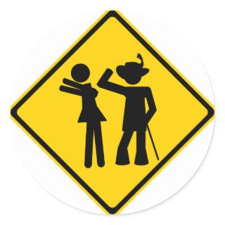 Pimp Backhand Road Sign Classic Round Sticker