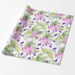 Pin Purple & Green Tropical Flowers Pattern