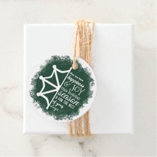 Pine Green, White Snowflake Christmas Gift Tag