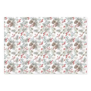 Pine Pine Cones Red Berries Christmas   Sheets