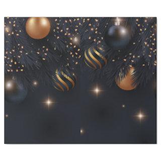 Pine Tree Branches,Christmas Balls Black