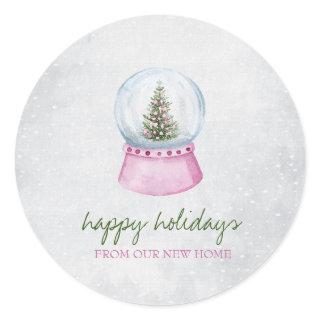 Pine Tree Globe Snow Holiday   Classic Round Sticker