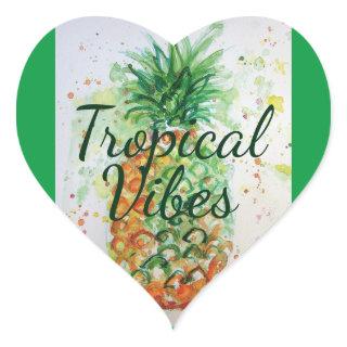 Pineapple Fruit Food Tropical Vibes Orange Lime  Heart Sticker