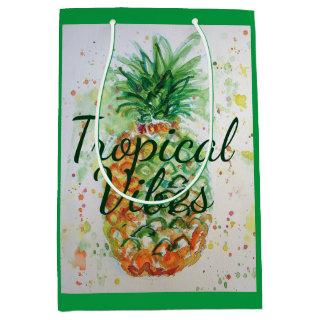 Pineapple Fruit Food Tropical Vibes Orange Lime Medium Gift Bag