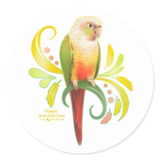 Pineapple Green Cheek Conure Classic Round Sticker