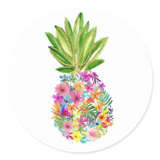 Pineapple, Luau, Pineapple Birthday, Hula Classic Round Sticker