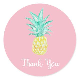 Pineapple Luau Tropical Thank You Party Stickers