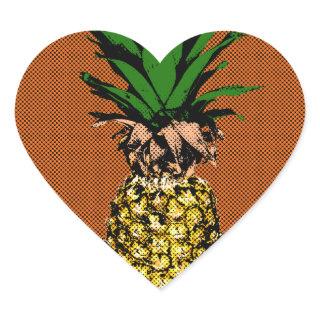 Pineapple Newsprint Heart Sticker