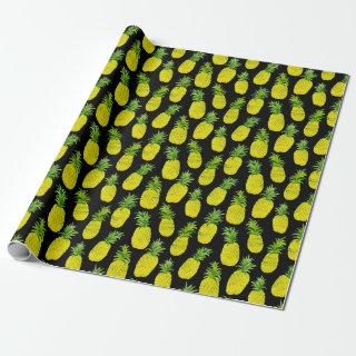 Pineapple Party on black watercolor painting wrap