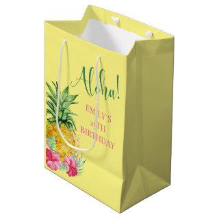 Pineapple Tropical Aloha Party Hawaii Birthday Medium Gift Bag