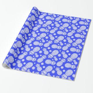 Pineapples and daisies blue white patterned wrap