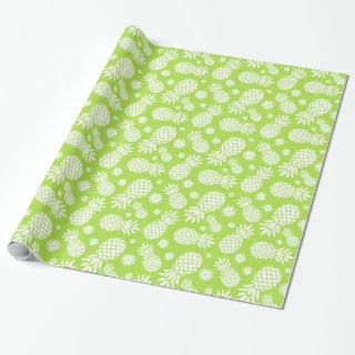 Pineapples and daisies green white patterned