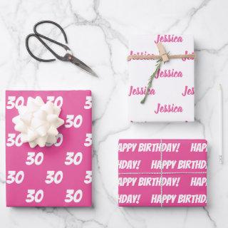 PINK 30th Happy Birthday Custom Name  Sheets