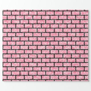 Pink 8-Bit Pixelated Style Bricks Pattern