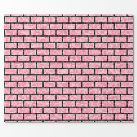 Pink 8-Bit Pixelated Style Bricks Pattern