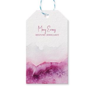 Pink agate necklace display card gift tags