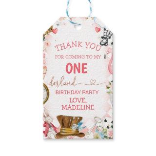 Pink Alice In Onederland 1st Birthday Gift Tags