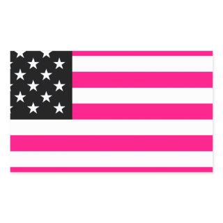 pink american flag rectangular sticker