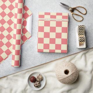 Pink and Beige Checkerboard