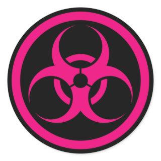 Pink and Black Bio Hazard Circle Classic Round Sticker