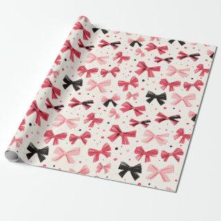 Pink and Black Bow Print