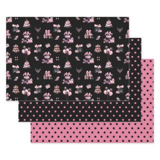 Pink and Black Couture Fashion Birthday Pattern  Sheets