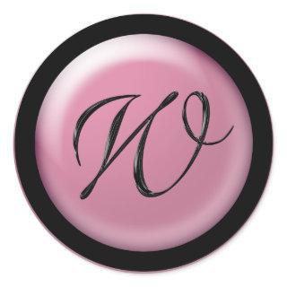 Pink And Black Wedding Monogram W Envelope Seal